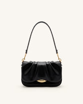 Sofia Ruched Shoulder Bag - Black