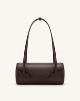 Solenne Barrel Shoulder Bag - Dark Brown