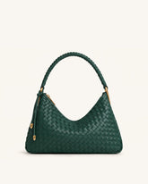 Lorena Woven Shoulder Bag - Emerald Green