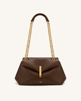 Valerie Chain Flap Shoulder Bag - Dark Brown