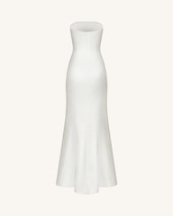 Strapless Floral Polyester Dress - White