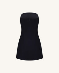 Strapless Floral Appliqué Dress - Black