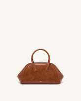 Veda Vintage Finish Bowler Bag - Saddle Brown