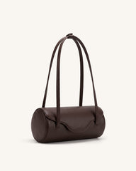 Solenne Barrel Shoulder Bag - Dark Brown