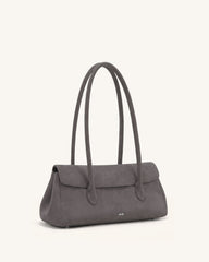 Solenne Faux Suede East-West Shoulder Bag - Taupe