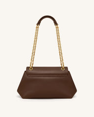 Valerie Chain Flap Shoulder Bag - Dark Brown