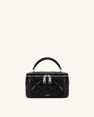 Vivienne Quilted Vanity Top Handle Bag - Black