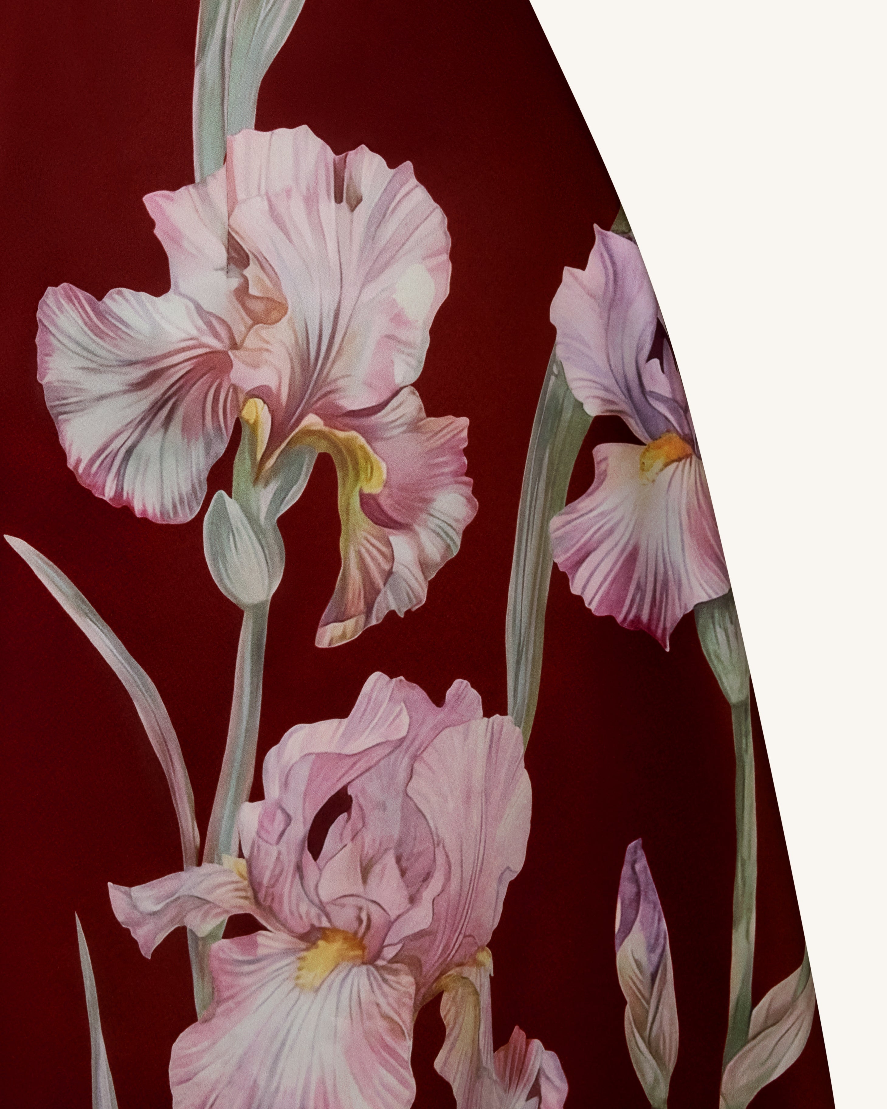 Iris Floral Print Strapless A-Line Dress - Burgundy