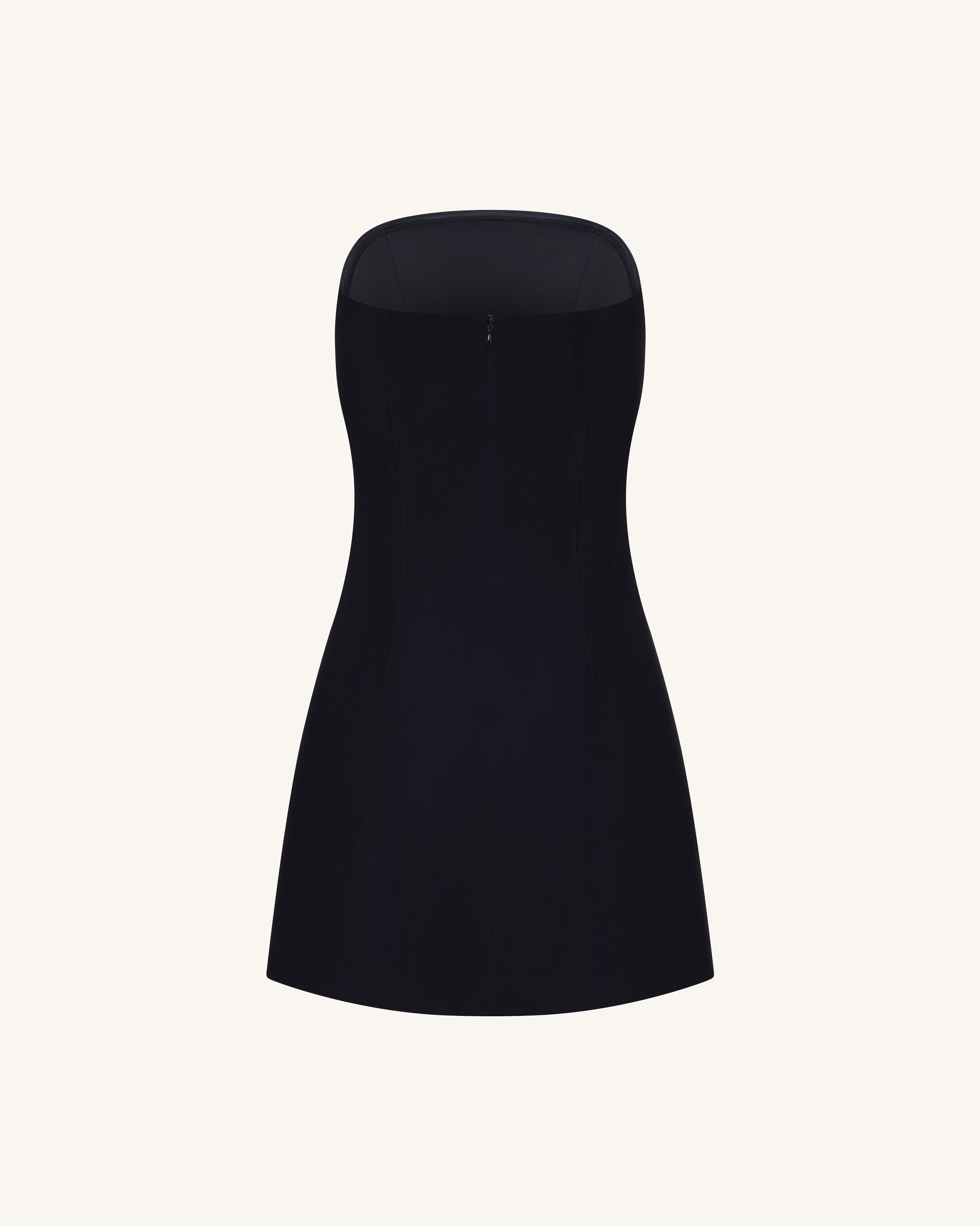 Strapless Floral Appliqué Dress - Black