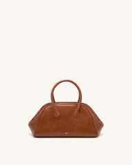 Veda Vintage Finish Bowler Bag - Saddle Brown