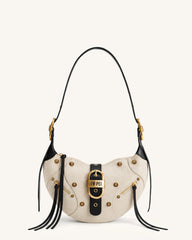 Tessa Studded Shoulder Bag - Black Canvas