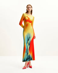 Lily Illusion Print Dress - Multicolor
