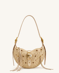Tessa Studded Artificial Crystal Shoulder Bag - Champagne
