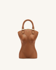 Tara Sculpted Handle Bag - Brown