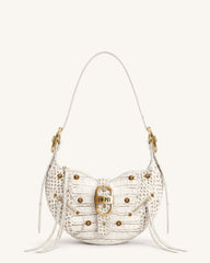 Tessa Studded Shoulder Bag - Ivory Croc
