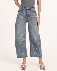 The Meadow Pearl Daisy Barrel Jeans - Clear Sky Thinking