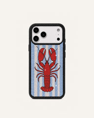 Lobster Stripe Artificial Crystal Phone Case - Black