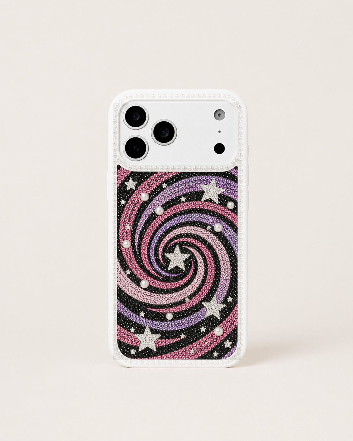 Galaxy Swirl Artificial Crystal Phone Case - White