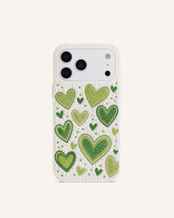 Gradient Heart Faux Pearl Phone Case - White