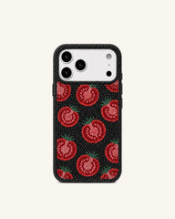 Tomato Pattern Artificial Crystal Phone Case - Black