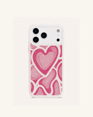 Heart Pattern Faux Pearl Phone Case - White