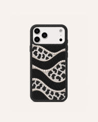 Leopard Pearl Wave Phone Case – Black