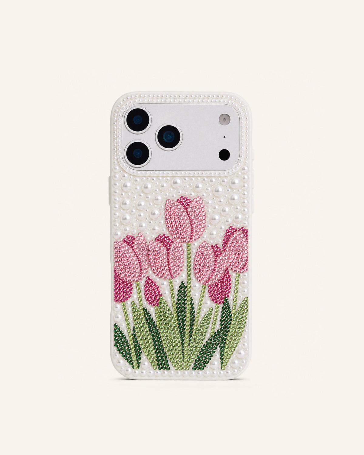 Tulip Faux Pearl Phone Case - White